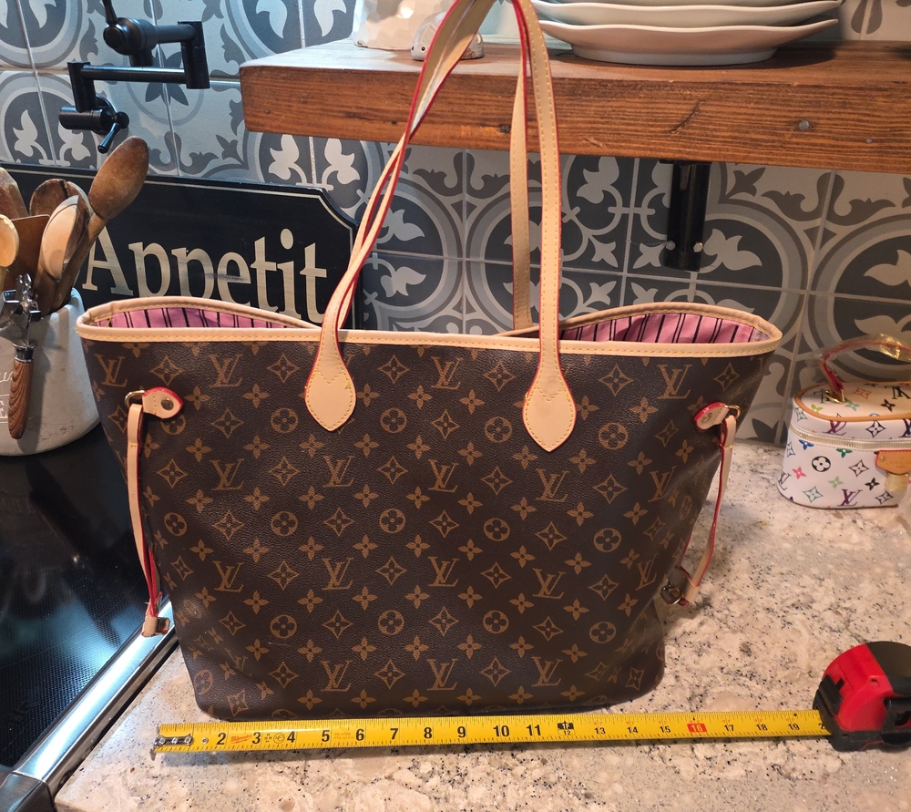 Brown Monogram Tote with Pink Interior